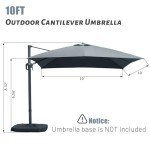 Domi 10'x10' Gray Cantilever Patio Umbrella