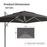 Large Gray Cantilever Patio Umbrella with 360° Rotation