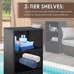Outsunny Waterproof Pool Towel Rack with Storage