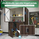 Brown Waterproof Outdoor Storage Cabinet with Shelves