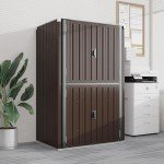 Brown Waterproof Outdoor Storage Cabinet with Shelves