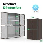 Brown Waterproof Outdoor Storage Cabinet with Shelves