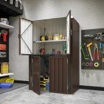 Brown Waterproof Outdoor Storage Cabinet with Shelves