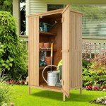 Outdoor Wooden Storage Cabinet with Lockable Door
