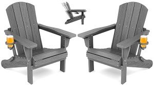 Adjustable Adirondack Chair Set with Cup Holders
