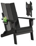 Folding Adirondack Chairs with Cup Holder, Black