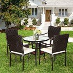 Tangkula 4-Piece Stackable Rattan Patio Dining Chairs