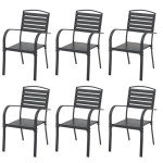 Stackable Outdoor Aluminum Dining Chairs - Set of 6