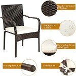 Tangkula 4-Piece Stackable Rattan Patio Dining Chairs