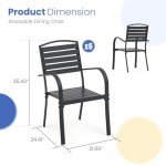 Stackable Outdoor Aluminum Dining Chairs - Set of 6