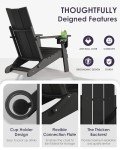 Folding Adirondack Chairs with Cup Holder, Black