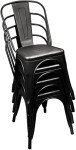 Stackable Metal Dining Chairs Set of 4 - Black
