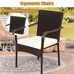 Tangkula 4-Piece Stackable Rattan Patio Dining Chairs