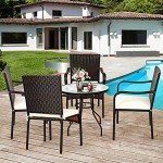 Tangkula 4-Piece Stackable Rattan Patio Dining Chairs