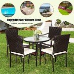 Tangkula 4-Piece Stackable Rattan Patio Dining Chairs