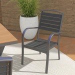 Stackable Outdoor Aluminum Dining Chairs - Set of 6