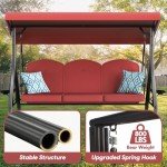 3-Seat Outdoor Patio Swing with Canopy & Cushions