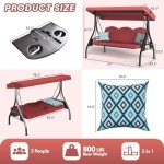 3-Seat Outdoor Patio Swing with Canopy & Cushions