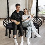 Macrame Hammock Chair Swing with Cushion, 450 lbs Capacity