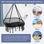 Macrame Hammock Chair Swing with Cushion, 450 lbs Capacity