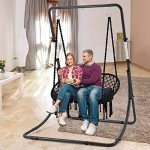 Macrame Hammock Chair Swing with Cushion, 450 lbs Capacity