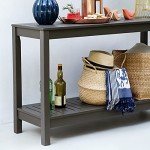 Dark Grey Solid Wood Outdoor Console Table