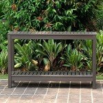 Dark Grey Solid Wood Outdoor Console Table