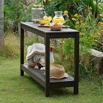 Dark Grey Solid Wood Outdoor Console Table