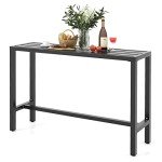 55-Inch Black Outdoor Bar Table for Patio