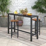 55-Inch Black Outdoor Bar Table for Patio