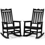 2 Weather-Resistant Adirondack Rocking Chairs - Black