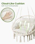 Beige Macrame Hammock Chair for Indoor and Outdoor