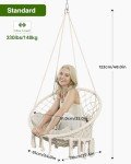 Beige Macrame Hammock Chair for Indoor and Outdoor