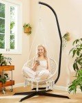 Beige Macrame Hammock Chair for Indoor and Outdoor