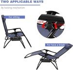 Set of 2 Blue Zero Gravity Chairs with Cup Holders