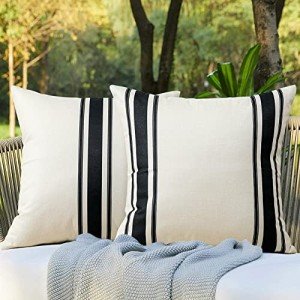 2 Outdoor Waterproof Decorative Pillow Covers - Black