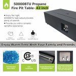 Rectangular Propane Fire Pit Table - 50,000 BTU
