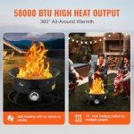 VEVOR 19-Inch Portable Propane Fire Pit