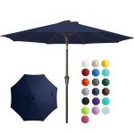 9FT Navy Blue Patio Umbrella with Tilt & Crank