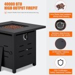Walsunny 28" Square Outdoor Propane Fire Pit