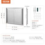 Stainless Steel BBQ Double Access Door 31"x24
