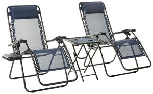 Blue Adjustable Zero Gravity Lounge Chair with Table