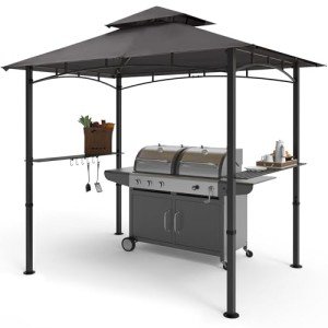 COOSHADE 8'x5' Outdoor BBQ Gazebo Canopy with Lights