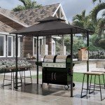 COOSHADE 8'x5' Outdoor BBQ Gazebo Canopy with Lights