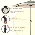 9FT Lyon Outdoor Patio Umbrella with Tilt & Crank