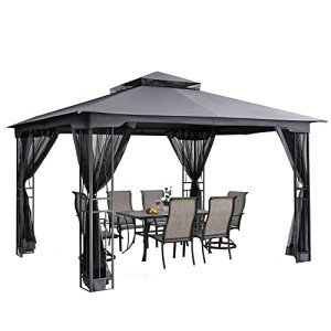 HAPPATIO 10' x 12' Outdoor Patio Gazebo, Grey
