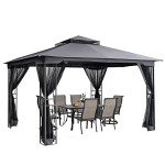 HAPPATIO 10' x 12' Outdoor Patio Gazebo, Grey