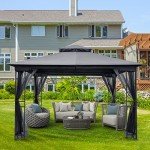 HAPPATIO 10' x 12' Outdoor Patio Gazebo, Grey