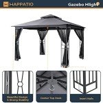 HAPPATIO 10' x 12' Outdoor Patio Gazebo, Grey
