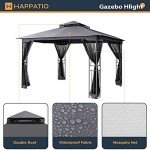 HAPPATIO 10' x 12' Outdoor Patio Gazebo, Grey